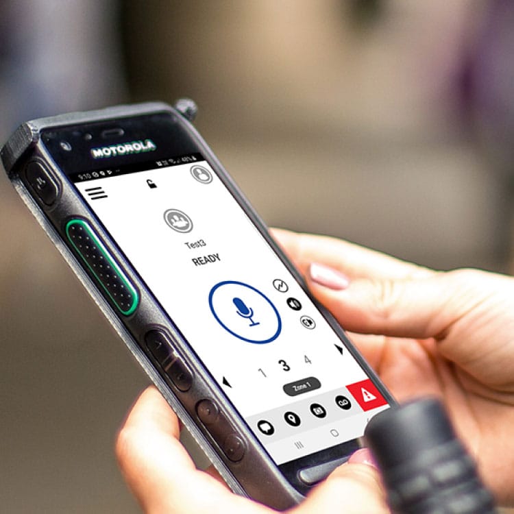 Motorola WAVE PTX broadband push-to-talk application on a smartphone