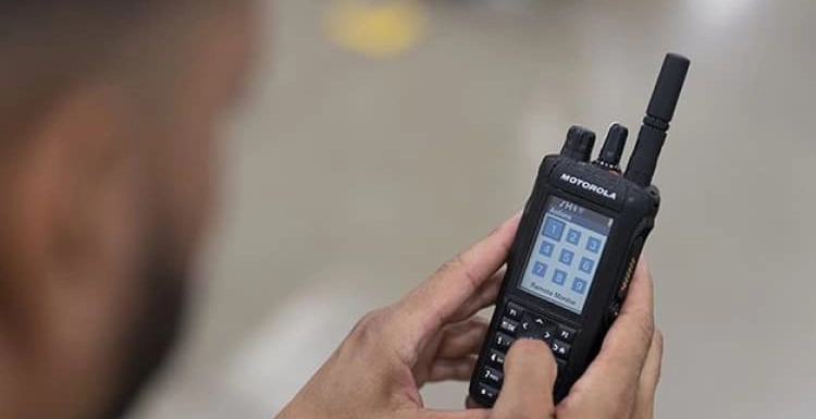 Motorola digital portable radio used in a commercial environment