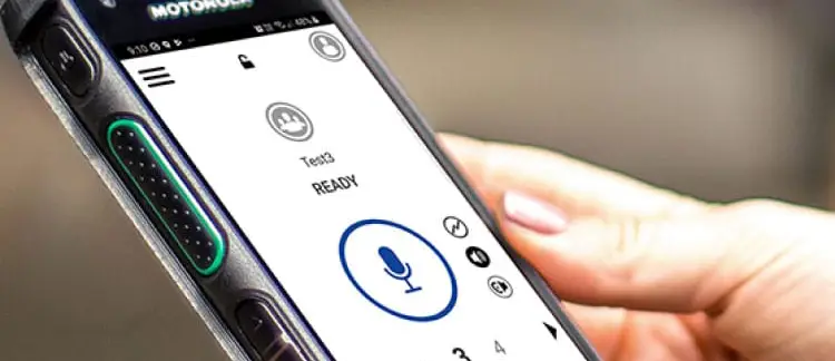 Motorola WAVE PTX broadband push-to-talk application on a smartphone